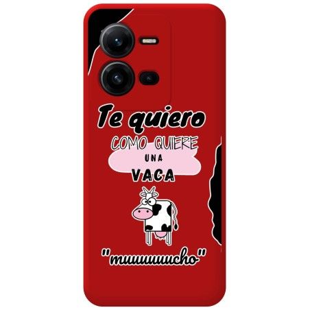 Funda Silicona Líquida Roja para Vivo X80 Lite 5G diseño Vaca Dibujos