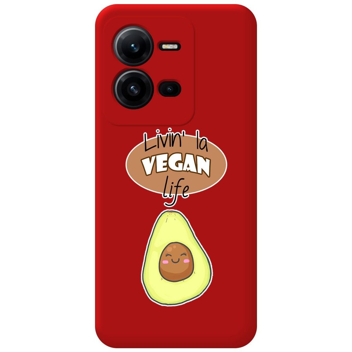 Funda Silicona Líquida Roja para Vivo X80 Lite 5G diseño Vegan Life Dibujos