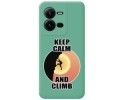 Funda Silicona Líquida Verde para Vivo X80 Lite 5G diseño Hombre Escalada Dibujos