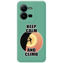 Funda Silicona Líquida Verde para Vivo X80 Lite 5G diseño Hombre Escalada Dibujos