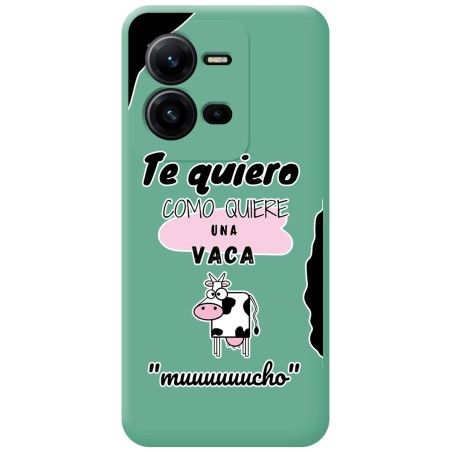 Funda Silicona Líquida Verde para Vivo X80 Lite 5G diseño Vaca Dibujos