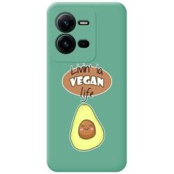 Funda Silicona Líquida Verde para Vivo X80 Lite 5G diseño Vegan Life Dibujos