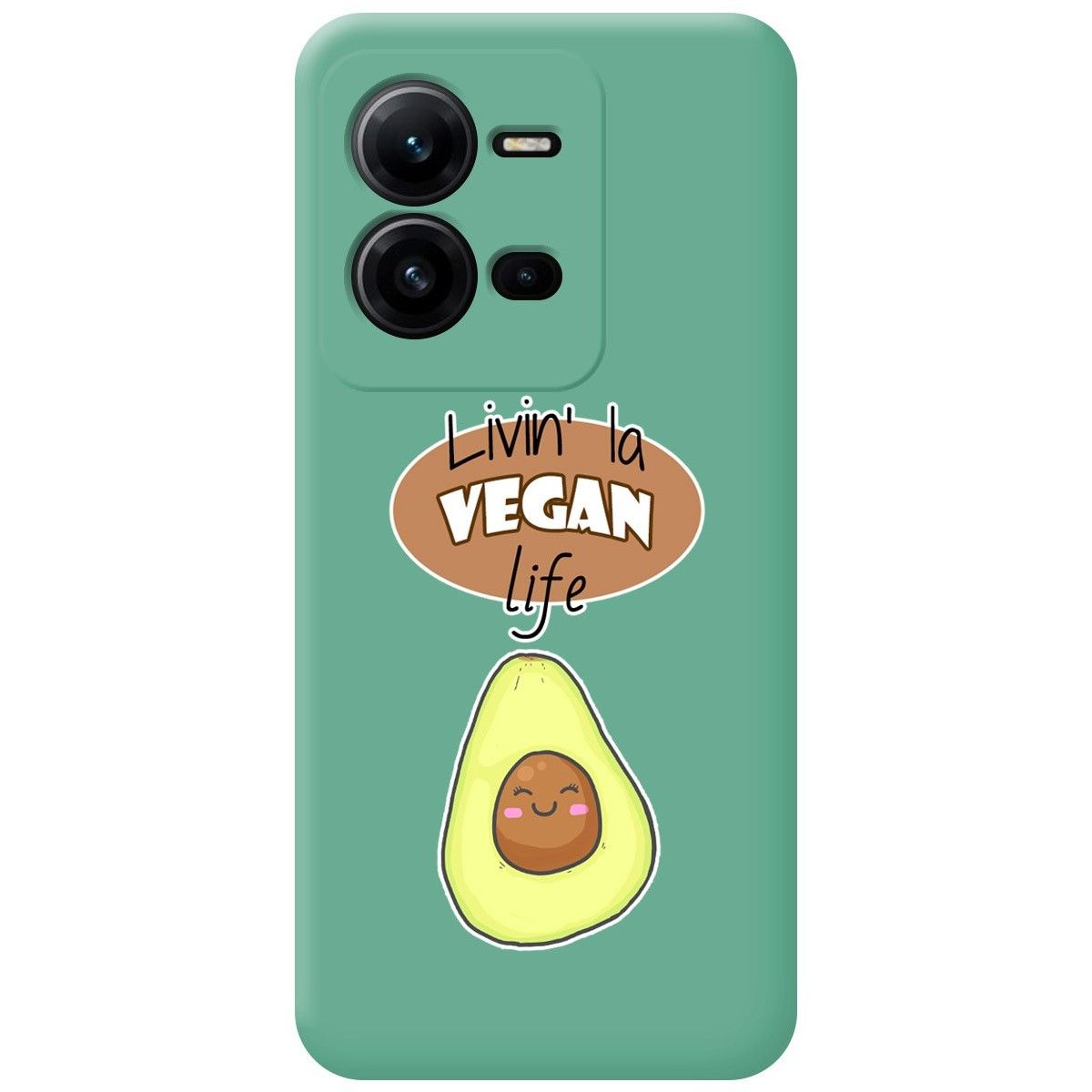Funda Silicona Líquida Verde para Vivo X80 Lite 5G diseño Vegan Life Dibujos