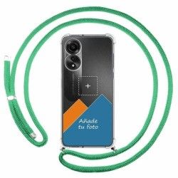 Personaliza tu Funda Colgante Transparente para Oppo A78 4G con Cordon Verde Agua Dibujo Personalizada