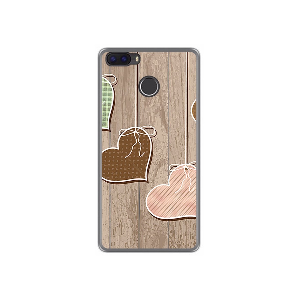 Funda Gel Tpu para Cubot H3 Diseño Corazones Madera Dibujos