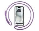 Funda Colgante Transparente para Iphone 15 (6.1) con Cordon Morado