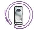 Funda Colgante Transparente para Iphone 15 Plus (6.7) con Cordon Morado