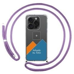 Personaliza tu Funda Colgante Transparente para Iphone 15 Pro (6.1) con Cordon Morado Dibujo Personalizada
