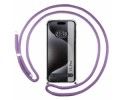 Funda Colgante Transparente para Iphone 15 Pro (6.1) con Cordon Morado