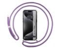 Funda Colgante Transparente para Iphone 15 Pro Max (6.7) con Cordon Morado
