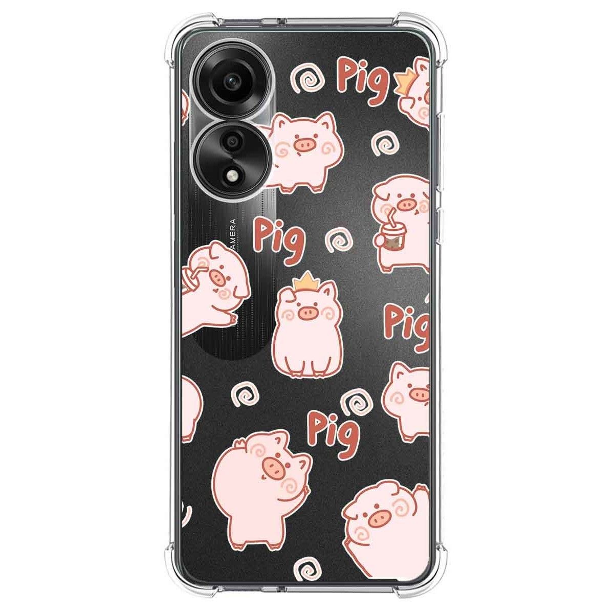 Funda Silicona Antigolpes para Oppo A78 4G diseño Cerdos Dibujos