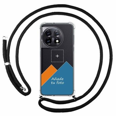 Personaliza tu Funda Colgante Transparente para Oneplus 11 5G con Cordon Negro Dibujo Personalizada