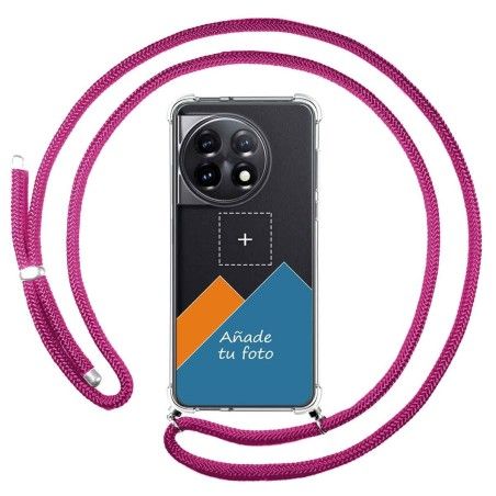 Personaliza tu Funda Colgante Transparente para Oneplus 11 5G con Cordon Rosa Fucsia Dibujo Personalizada