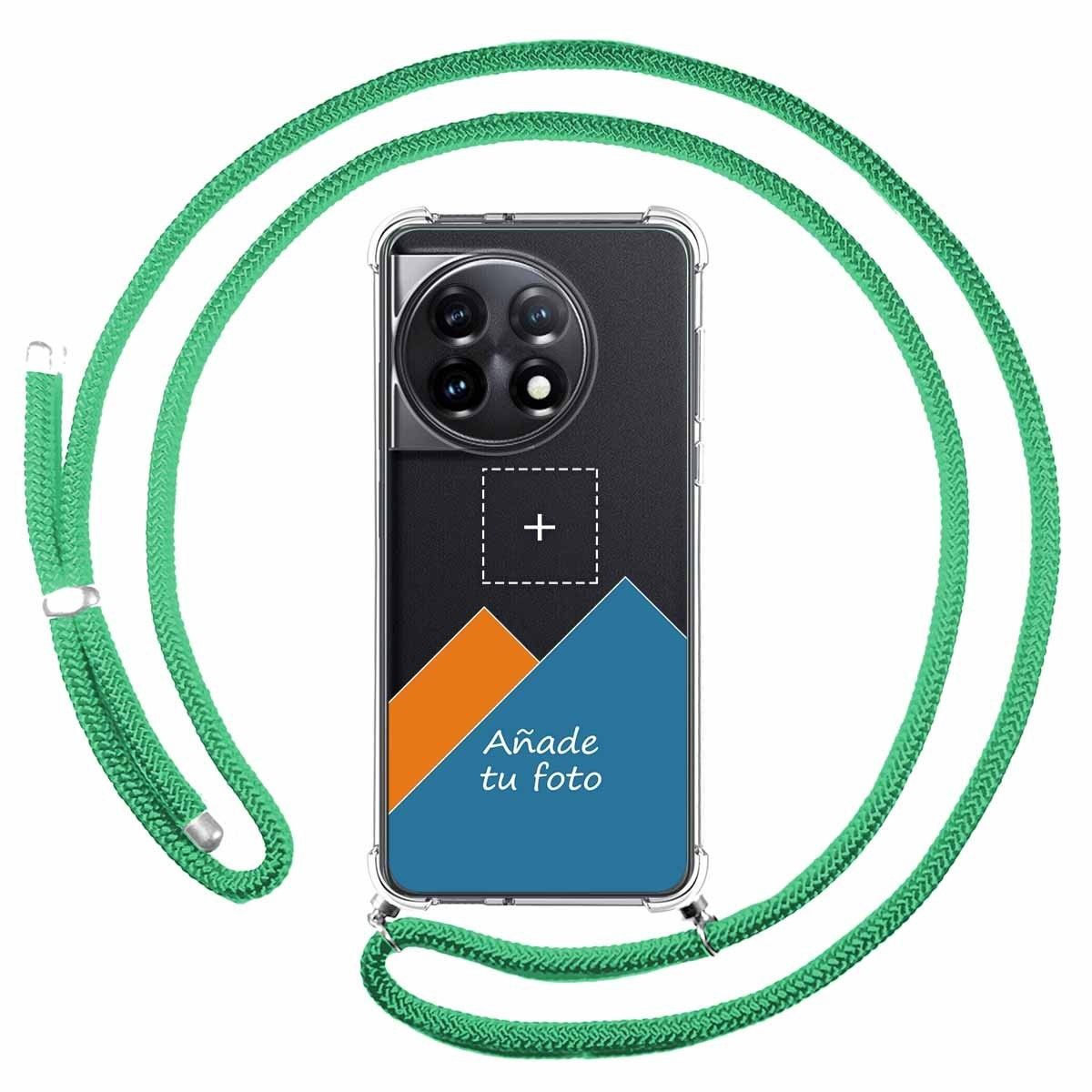 Personaliza tu Funda Colgante Transparente para Oneplus 11 5G con Cordon Verde Agua Dibujo Personalizada