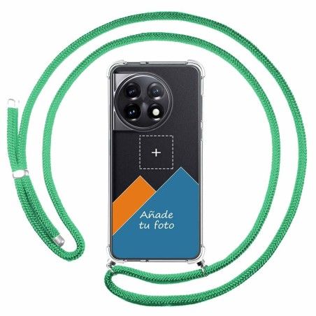 Personaliza tu Funda Colgante Transparente para Oneplus 11 5G con Cordon Verde Agua Dibujo Personalizada