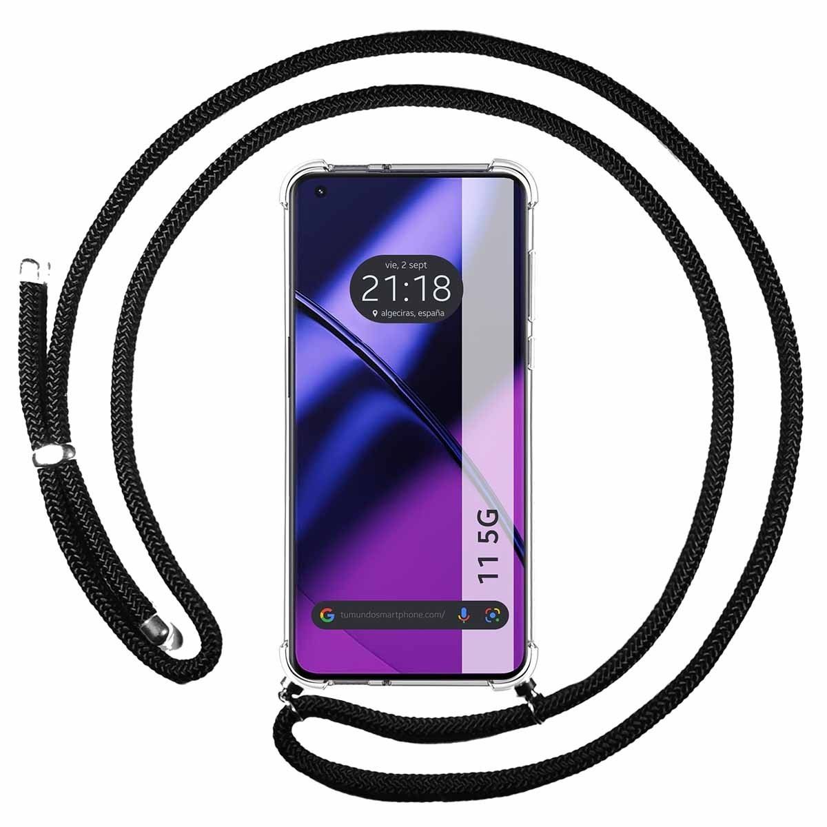 Funda Colgante Transparente para Oneplus 11 5G con Cordon Negro