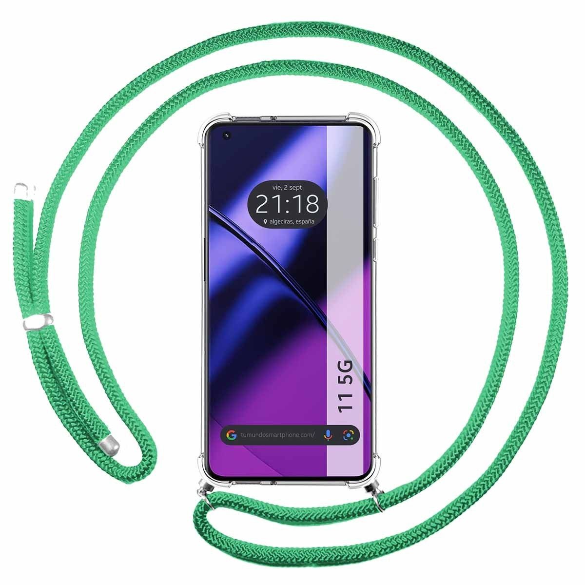 Funda Colgante Transparente para Oneplus 11 5G con Cordon Verde Agua