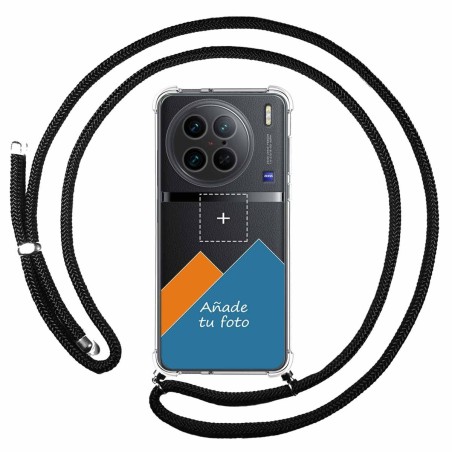 Personaliza tu Funda Colgante Transparente para Vivo X90 Pro 5G con Cordon Negro Dibujo Personalizada