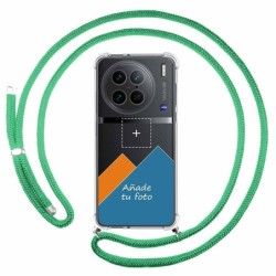 Personaliza tu Funda Colgante Transparente para Vivo X90 Pro 5G con Cordon Verde Agua Dibujo Personalizada