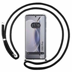 Funda Colgante Transparente para Vivo X90 Pro 5G con Cordon Negro