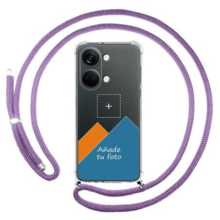 Personaliza tu Funda Colgante Transparente para OnePlus Nord 3 5G con Cordon Morado Dibujo Personalizada