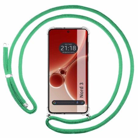 Funda Colgante Transparente para OnePlus Nord 3 5G con Cordon Verde Agua