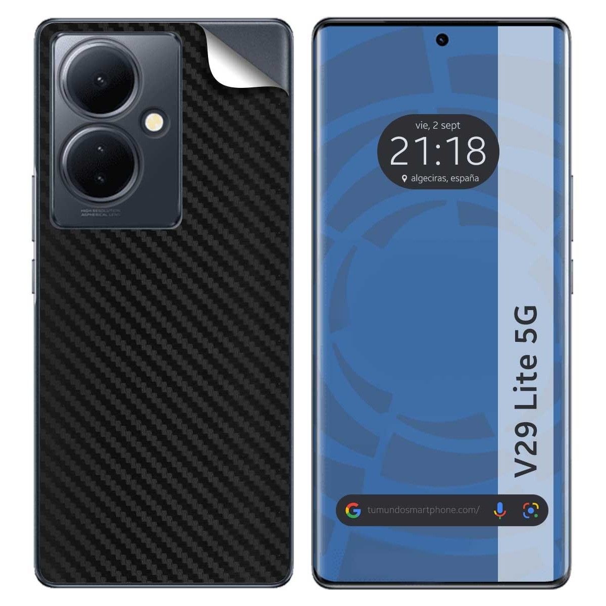 Pegatina Vinilo Autoadhesiva Textura Carbono para Vivo V29 Lite 5G