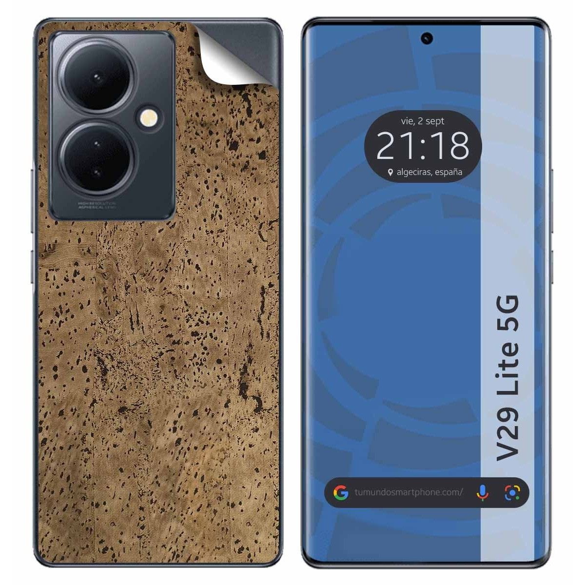 Pegatina Vinilo Autoadhesiva Textura Corcho para Vivo V29 Lite 5G