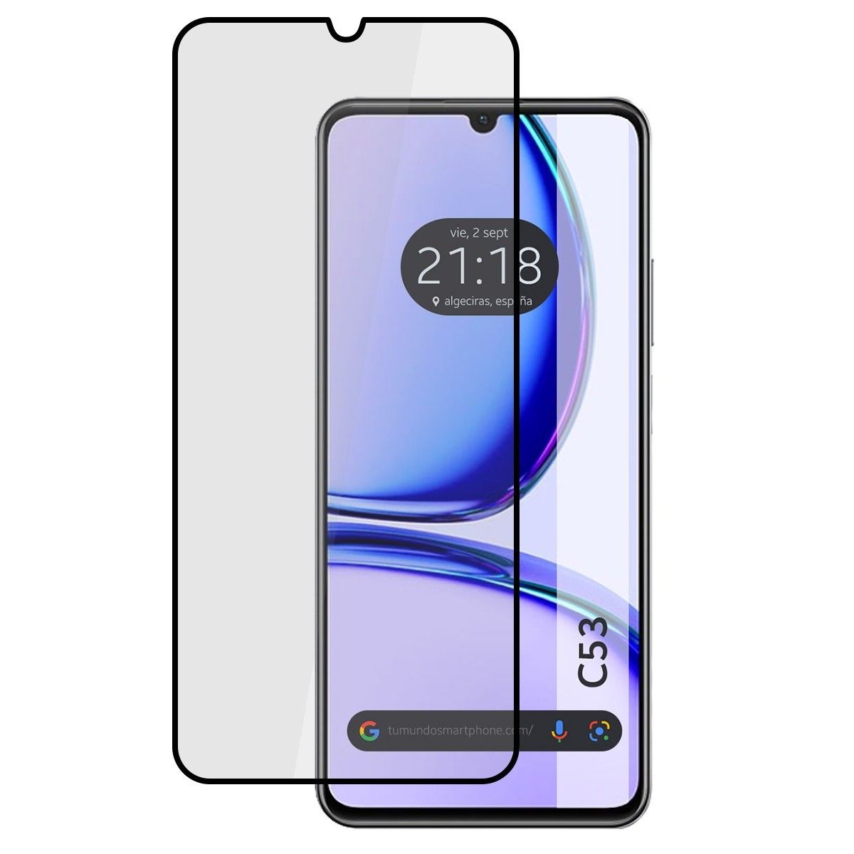 Protector Cristal Templado Completo 5D Full Glue Negro para Realme C53 Vidrio