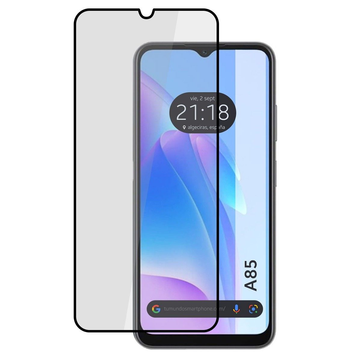 Protector Cristal Templado Completo 5D Full Glue Negro para Blackview A85 Vidrio