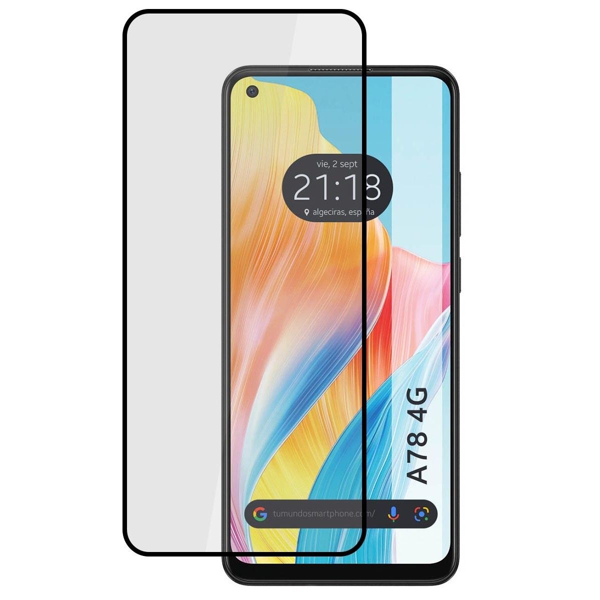 Protector Cristal Templado Completo 5D Full Glue Negro para Oppo A78 4G Vidrio