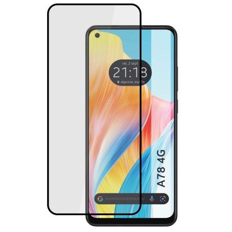 Protector Cristal Templado Completo 5D Full Glue Negro para Oppo A78 4G Vidrio
