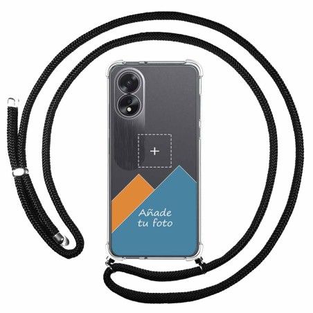 Personaliza tu Funda Colgante Transparente para Oppo A38 4G con Cordon Negro Dibujo Personalizada