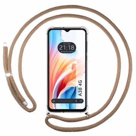 Funda Colgante Transparente para Oppo A38 4G con Cordon Camel
