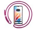 Funda Colgante Transparente para Oppo A38 4G con Cordon Rosa Fucsia