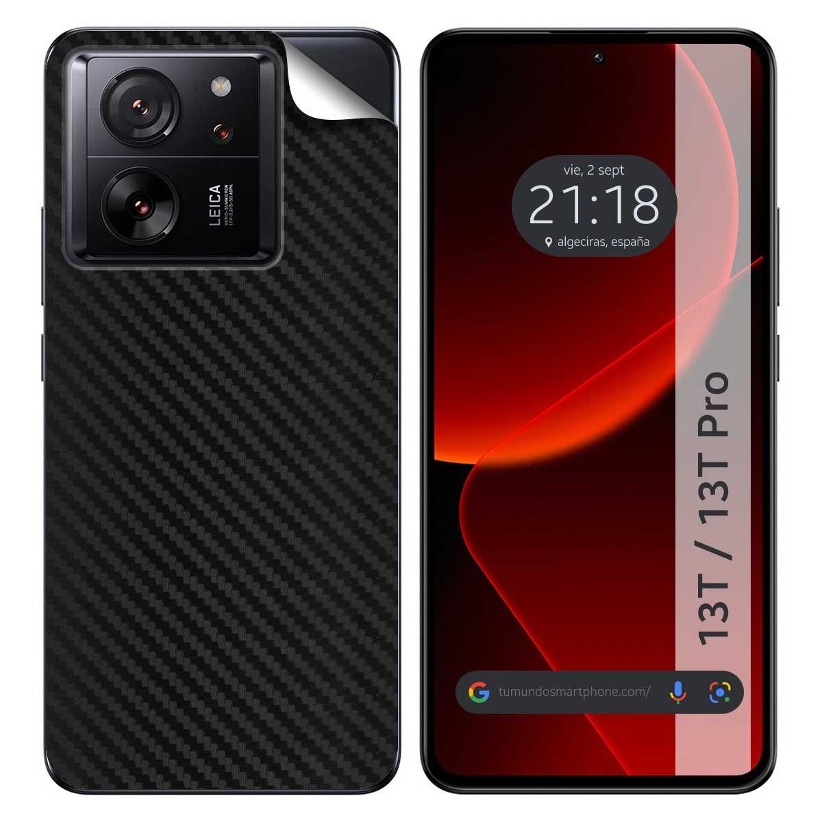 Pegatina Vinilo Autoadhesiva Textura Carbono para Xiaomi 13T / 13T Pro 5G