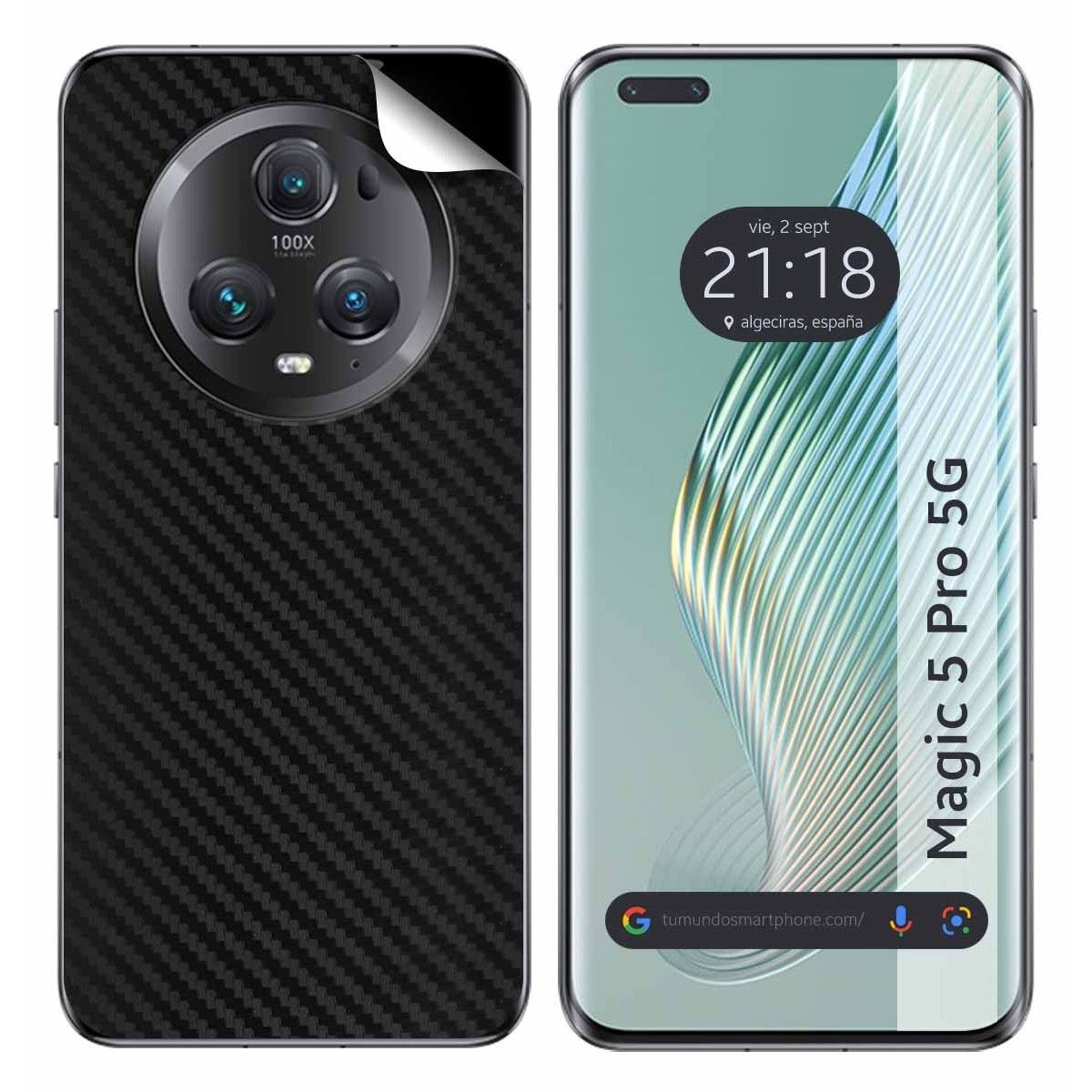 Pegatina Vinilo Autoadhesiva Textura Carbono para Huawei Honor Magic 5 Pro 5G