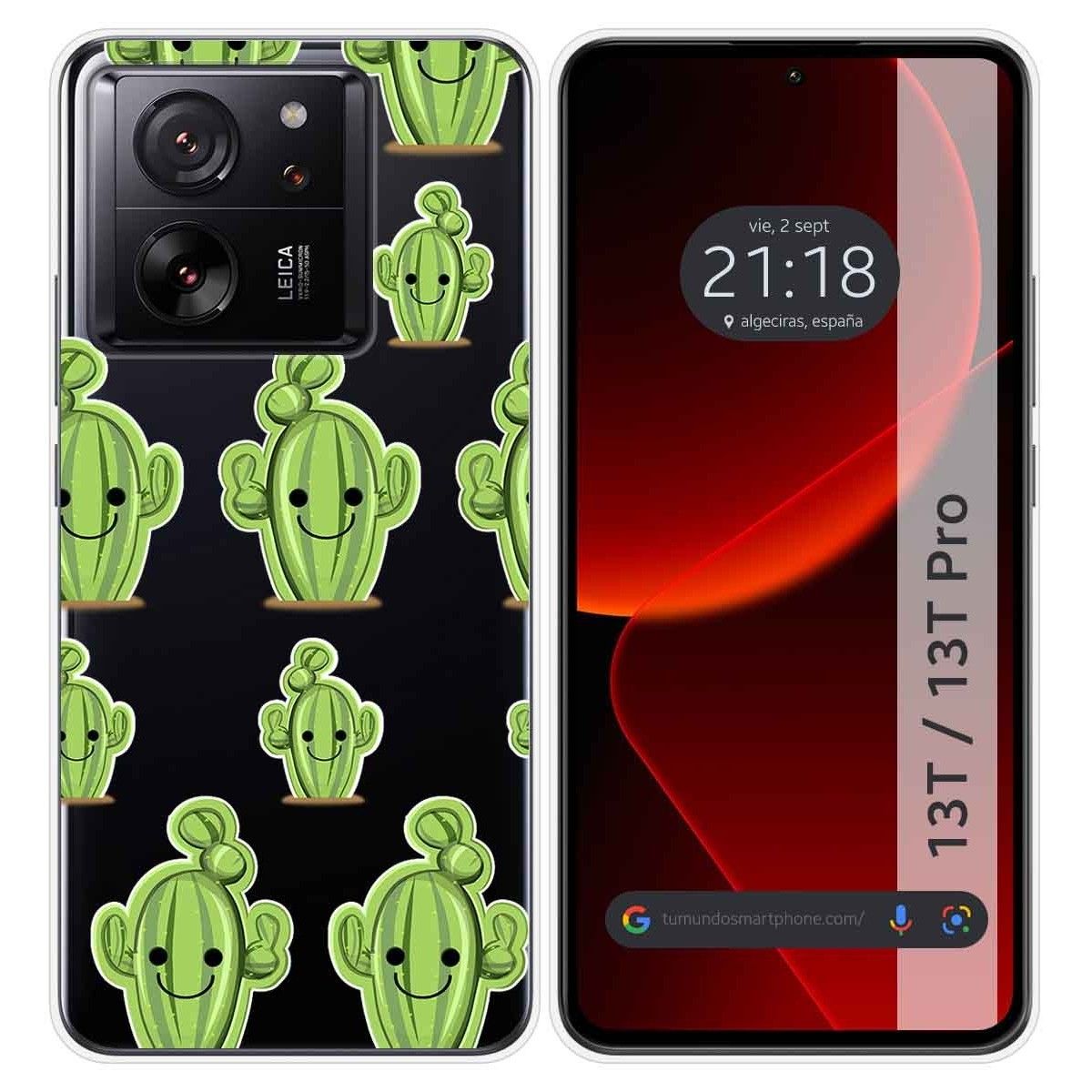 Funda Silicona Transparente para Xiaomi 13T / 13T Pro 5G diseño Cactus Dibujos