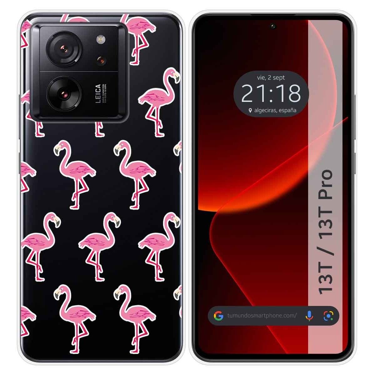 Funda Silicona Transparente para Xiaomi 13T / 13T Pro 5G diseño Flamenco Dibujos
