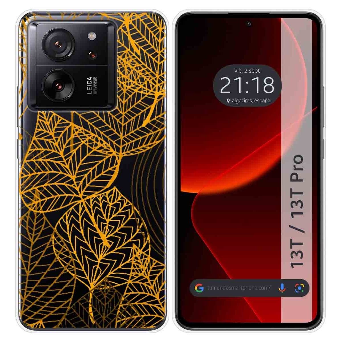 Funda Silicona Transparente para Xiaomi 13T / 13T Pro 5G diseño Hojas Dibujos