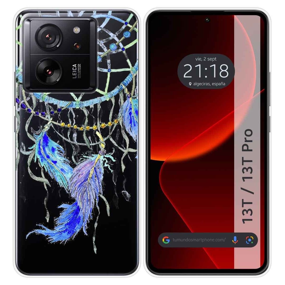 Funda Silicona Transparente para Xiaomi 13T / 13T Pro 5G diseño Plumas Dibujos
