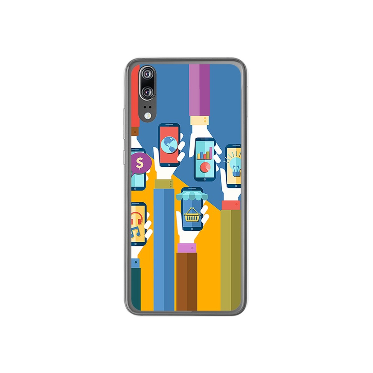Funda Gel Tpu para Huawei P20 Diseño Apps Dibujos
