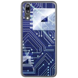 Funda Gel Tpu para Huawei P20 Diseño Circuito Dibujos