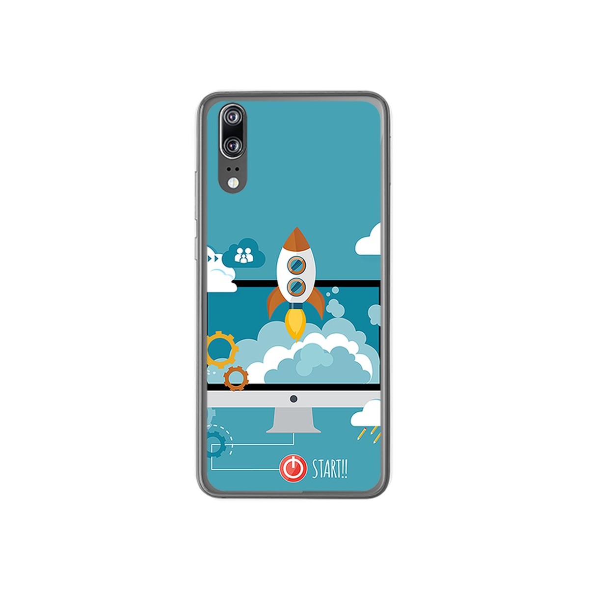 Funda Gel Tpu para Huawei P20 Diseño Cohete Dibujos