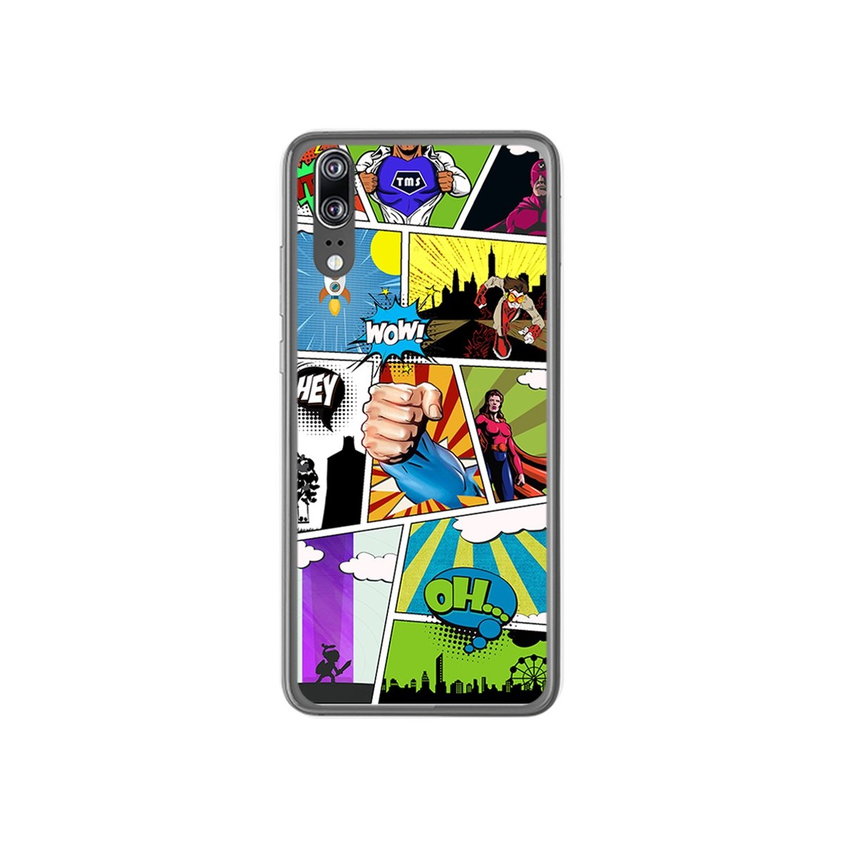 Funda Gel Tpu para Huawei P20 Diseño Comic Dibujos