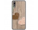 Funda Gel Tpu para Huawei P20 Diseño Corazones Madera Dibujos