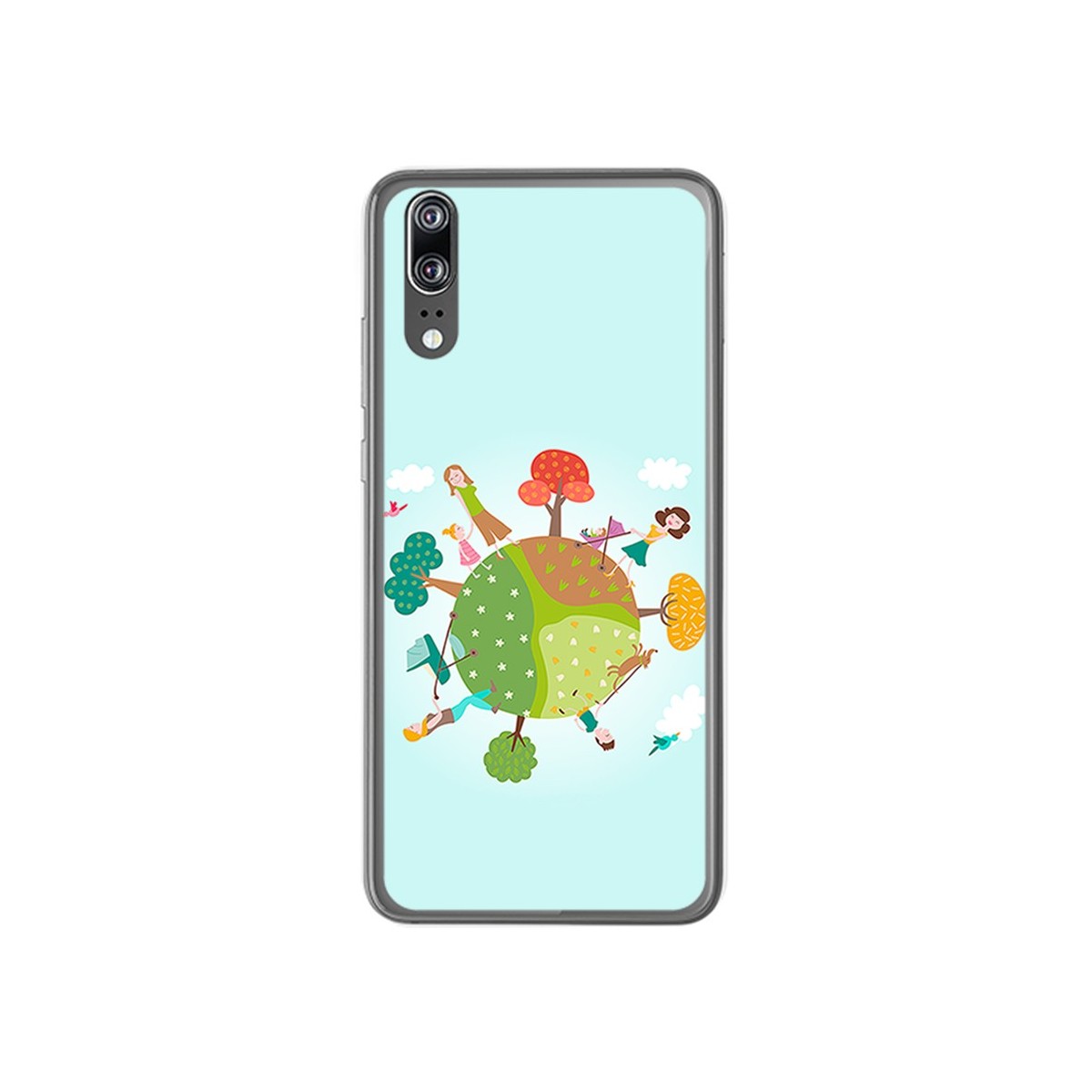Funda Gel Tpu para Huawei P20 Diseño Familia Dibujos