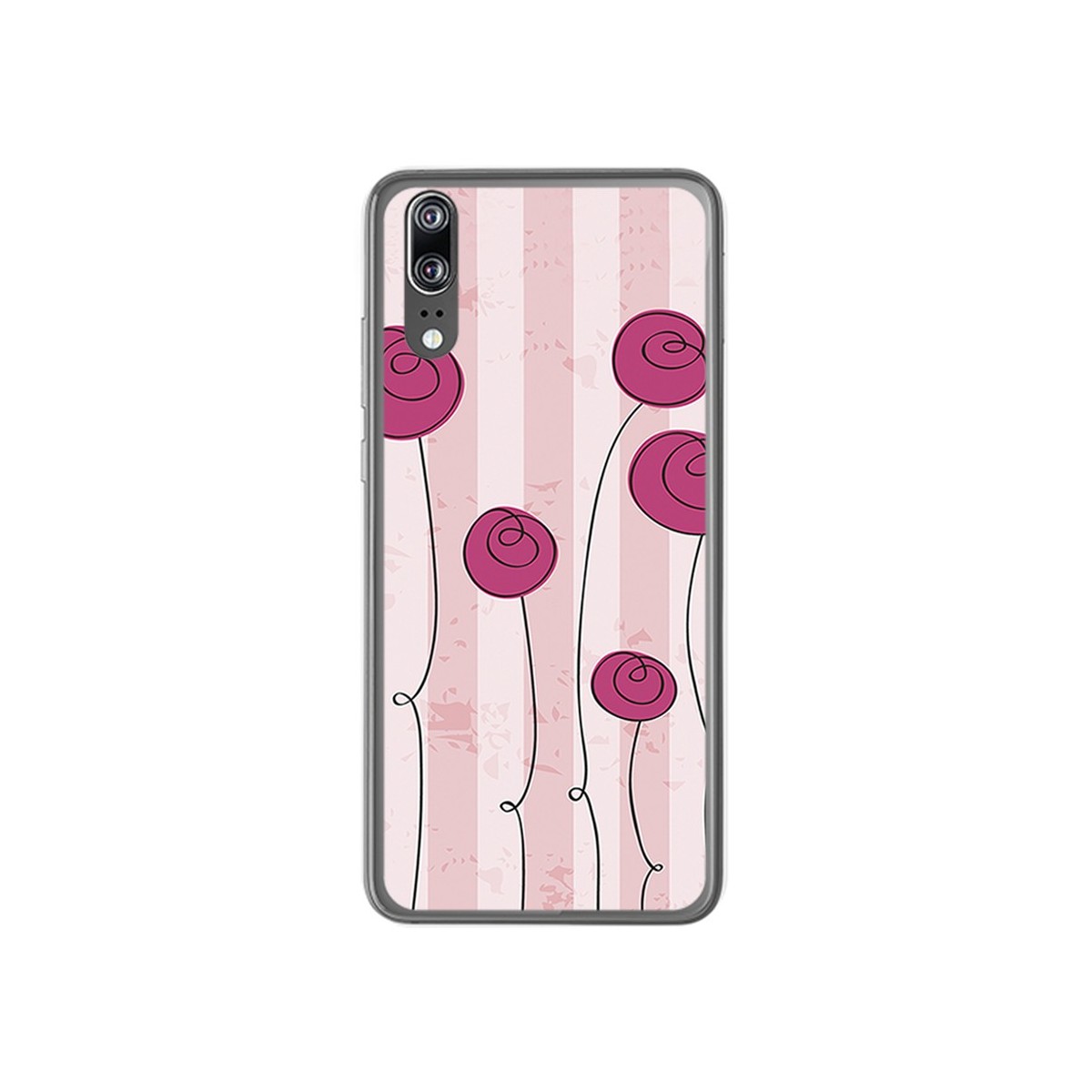 Funda Gel Tpu para Huawei P20 Diseño Flores Vintage Dibujos
