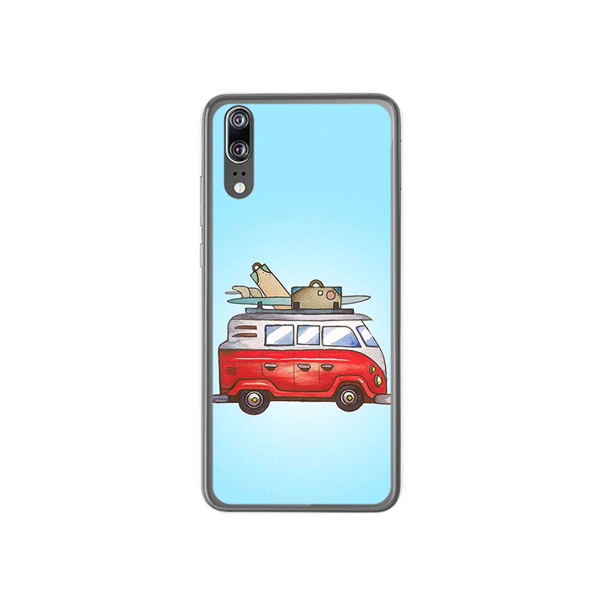 Funda Gel Tpu para Huawei P20 Diseño Furgoneta Dibujos