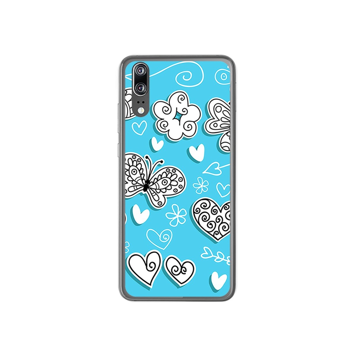 Funda Gel Tpu para Huawei P20 Diseño Mariposas Dibujos